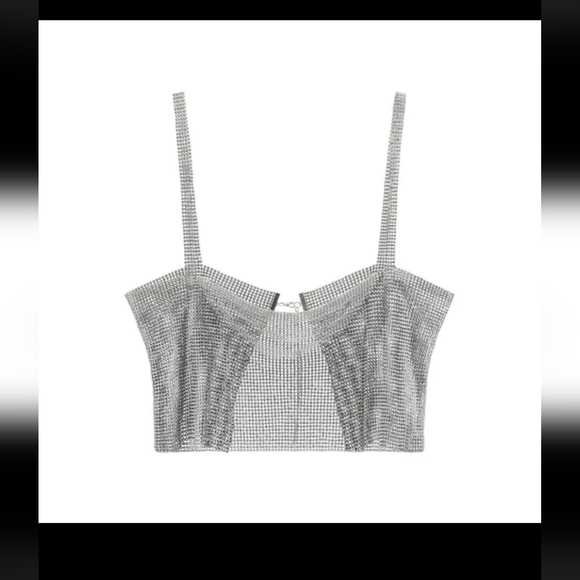 Zara Shimmery Evening Rhinestone Crop Top - Picture 5 of 9